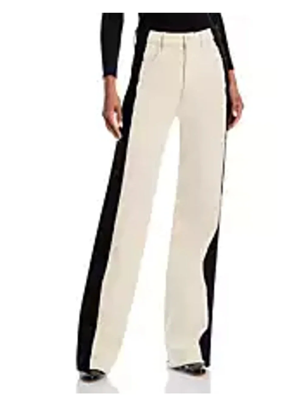 MOTHER Two-Tone Cream and Black Wide-Leg Jeans